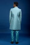 Shop_Arihant Rai Sinha_Cobalt Silk, Polyester Embroidery, Sequins Sherwani Set _at_Aza_Fashions