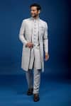 Buy Arihant Rai Sinha Gray Silk Embroidery Sherwani Set at Aza Fashions Buy_Arihant Rai Sinha_Gray Silk Embroidery Sherwani Set _at_Aza_Fashions