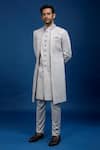 Arihant Rai Sinha Gray Silk Embroidery Sherwani Set at Aza Fashions Arihant Rai Sinha_Gray Silk Embroidery Sherwani Set _at_Aza_Fashions