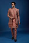 Arihant Rai Sinha Rust Silk Embroidery, Zari, Sequins Butti Sherwani Set Online at Aza Fashions Arihant Rai Sinha_Rust Silk Embroidery, Zari, Sequins Butti Sherwani Set _Online_at_Aza_Fashions