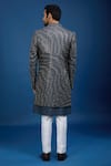 Shop_Arihant Rai Sinha_Gray Silk, Dupion Embroidery Jaal Sherwani Set _at_Aza_Fashions