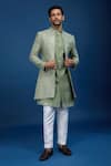 Buy_Arihant Rai Sinha_Green Silk, Dupion Embroidery Sherwani Set _at_Aza_Fashions