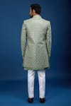 Shop_Arihant Rai Sinha_Green Silk, Dupion Embroidery Sherwani Set _at_Aza_Fashions
