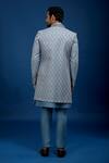 Shop_Arihant Rai Sinha_Gray Silk, Dupion Embroidery Jaal Sherwani Set _at_Aza_Fashions