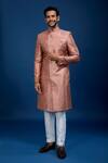 Buy_Arihant Rai Sinha_Pink Silk, Dupion Butti Pattern Sherwani With Pant _Online_at_Aza_Fashions