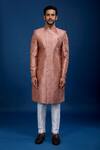 Arihant Rai Sinha_Pink Silk, Dupion Butti Pattern Sherwani With Pant _at_Aza_Fashions