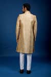 Shop_Arihant Rai Sinha_Gold Silk, Dupion Embroidery Floral Pattern Sherwani With Pant _at_Aza_Fashions