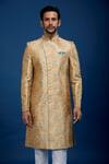 Buy_Arihant Rai Sinha_Gold Silk, Dupion Embroidery Floral Pattern Sherwani With Pant _Online_at_Aza_Fashions