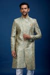 Buy_Arihant Rai Sinha_Green Silk, Dupion Embroidery Floral Pattern Sherwani With Pant _Online_at_Aza_Fashions