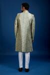 Shop_Arihant Rai Sinha_Green Silk, Dupion Embroidery Floral Pattern Sherwani With Pant _at_Aza_Fashions