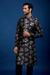 Arihant Rai Sinha Black Silk, Dupion Floral Pattern Sherwani With Pant Online at Aza Fashions Arihant Rai Sinha_Black Silk, Dupion Floral Pattern Sherwani With Pant _Online_at_Aza_Fashions