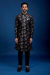Arihant Rai Sinha Black Silk, Dupion Floral Pattern Sherwani With Pant at Aza Fashions Arihant Rai Sinha_Black Silk, Dupion Floral Pattern Sherwani With Pant _at_Aza_Fashions