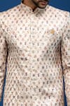 Arihant Rai Sinha_Beige Silk, Dupion Floral Butti Pattern Sherwani With Pant _Online_at_Aza_Fashions