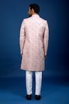 Shop_Arihant Rai Sinha_Pink Silk, Dupion Floral Butti Pattern Sherwani With Pant _at_Aza_Fashions