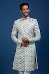 Buy_Arihant Rai Sinha_Off White Silk, Dupion Embroidery Floral Butti Pattern Sherwani With Pant _Online_at_Aza_Fashions