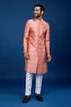 Arihant Rai Sinha_Multi Color Silk, Dupion Embroidery Butti Pattern Sherwani With Pant _Online_at_Aza_Fashions