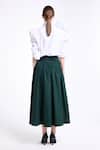 Shop_Gauri & Nainika_Olive Green Poplin Fabric Flowers 3d Embellished Draped Skirt _at_Aza_Fashions