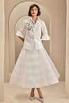 Gauri & Nainika_Ivory Tulle Tea Length Skirt _at_Aza_Fashions