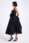 Shop_Gauri & Nainika_Black Cotton Fabric Flowers, Applique Scoop Neck 3d Floral Embroidered Dress _Online_at_Aza_Fashions