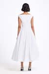 Shop_Gauri & Nainika_Cream Cotton Embroidery Boat Neck Midi Dress _at_Aza_Fashions