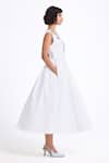 Gauri & Nainika_Cream Cotton Embroidery Boat Neck Midi Dress _Online_at_Aza_Fashions