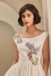 Buy_Gauri & Nainika_Cream Cotton Embroidery Boat Neck Midi Dress 