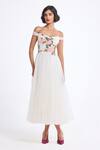 Buy_Gauri & Nainika_Ivory Tulle Embroidery Off-shoulder, Sweetheart Neck Off Draped Dress _at_Aza_Fashions