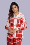 Jajobaa_White Silk Embroidery, Patchwork Geometrical Print Velvet Touch Shirt And Pant Set _at_Aza_Fashions