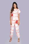Buy_Jajobaa_White Silk Sequins, Patchwork Round Neck Designer Floral Print Shirt And Pant Set _at_Aza_Fashions