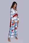 Buy_Jajobaa_Blue Silk Sequins, Pearls V-neck Geometrical Print Top And Pant Set _Online_at_Aza_Fashions