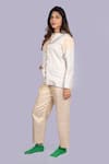 Jajobaa_Gold Tissue Silver And Overcoat And Pant Set _Online_at_Aza_Fashions