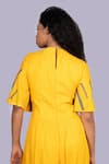 Shop_Jajobaa_Yellow Silk Embroidery V-neck Contrast Jumpsuit _at_Aza_Fashions