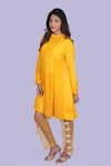 Buy_Jajobaa_Yellow Velvet, Silk Patchwork Round Neck Ochre Tunic And Pant Set 