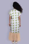 Shop_Jajobaa_Green Silk, Net Embroidery Round Neck Geometrical Print Designer Dress _at_Aza_Fashions