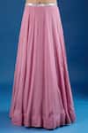 Samyukta Singhania_Pink Chinon Sequins, Embroidery V-neck Blouse And Skirt Set _Online_at_Aza_Fashions