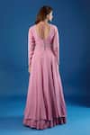 Shop_Samyukta Singhania_Pink Chinon Sequins, Embroidery V-neck Blouse And Skirt Set _at_Aza_Fashions
