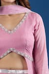 Shop_Samyukta Singhania_Pink Chinon Sequins, Embroidery V-neck Blouse And Skirt Set _Online_at_Aza_Fashions