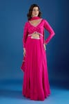 Buy Samyukta Singhania Pink Chinon Sequins, Embroidery V-neck Blouse And Skirt Set at Aza Fashions Buy_Samyukta Singhania_Pink Chinon Sequins, Embroidery V-neck Blouse And Skirt Set _at_Aza_Fashions