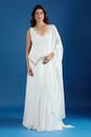 Buy_Samyukta Singhania_White Chinon Sequins Asymmetric Embroidered Blouse And Skirt Set _Online_at_Aza_Fashions