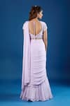 Shop_Samyukta Singhania_Lilac Chinon Sequins Square Neck Embroidered Blouse With Pre-draped Saree _at_Aza_Fashions