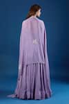 Shop_Samyukta Singhania_Lilac Chinon Sequins, Embroidery Open , Sweetheart Cape And Skirt Set _at_Aza_Fashions