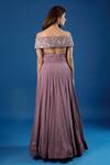 Samyukta Singhania_Pink Chinon Embroidery, Sequins Off-shoulder Asymmetric Gown _Online_at_Aza_Fashions