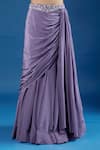 Buy_Samyukta Singhania_Purple Chinon Sequins, Embroidery Halter Neck Blouse And Skirt Set _Online_at_Aza_Fashions