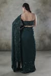 Shop_Premya By Manishii_Green Georgette Sequins, Embroidery Halter Neck Hand Saree With Blouse _at_Aza_Fashions