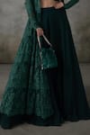 Buy_Premya By Manishii_Green Lace, Georgette Embroidery Open Neck, Hand Jacket Lehenga Set _Online_at_Aza_Fashions