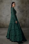 Buy_Premya By Manishii_Green Lace, Georgette Embroidery Open Neck, Hand Jacket Lehenga Set 