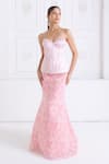 Buy_Premya By Manishii_Pink Lace, Satin Embroidery Sweetheart Neck Corset With Skirt _Online_at_Aza_Fashions