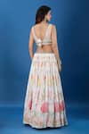 Shop_Samyukta Singhania_Off White Georgette, Net Sequins, Embroidery V-neck Resham Lehenga Set _at_Aza_Fashions