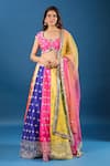 Buy_Samyukta Singhania_Multi Color Silk, Net Mirrors, Embroidery Round Neck Colorblock Lehenga Set_at_Aza_Fashions