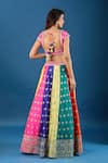 Shop_Samyukta Singhania_Multi Color Silk, Net Mirrors, Embroidery Round Neck Colorblock Lehenga Set_at_Aza_Fashions